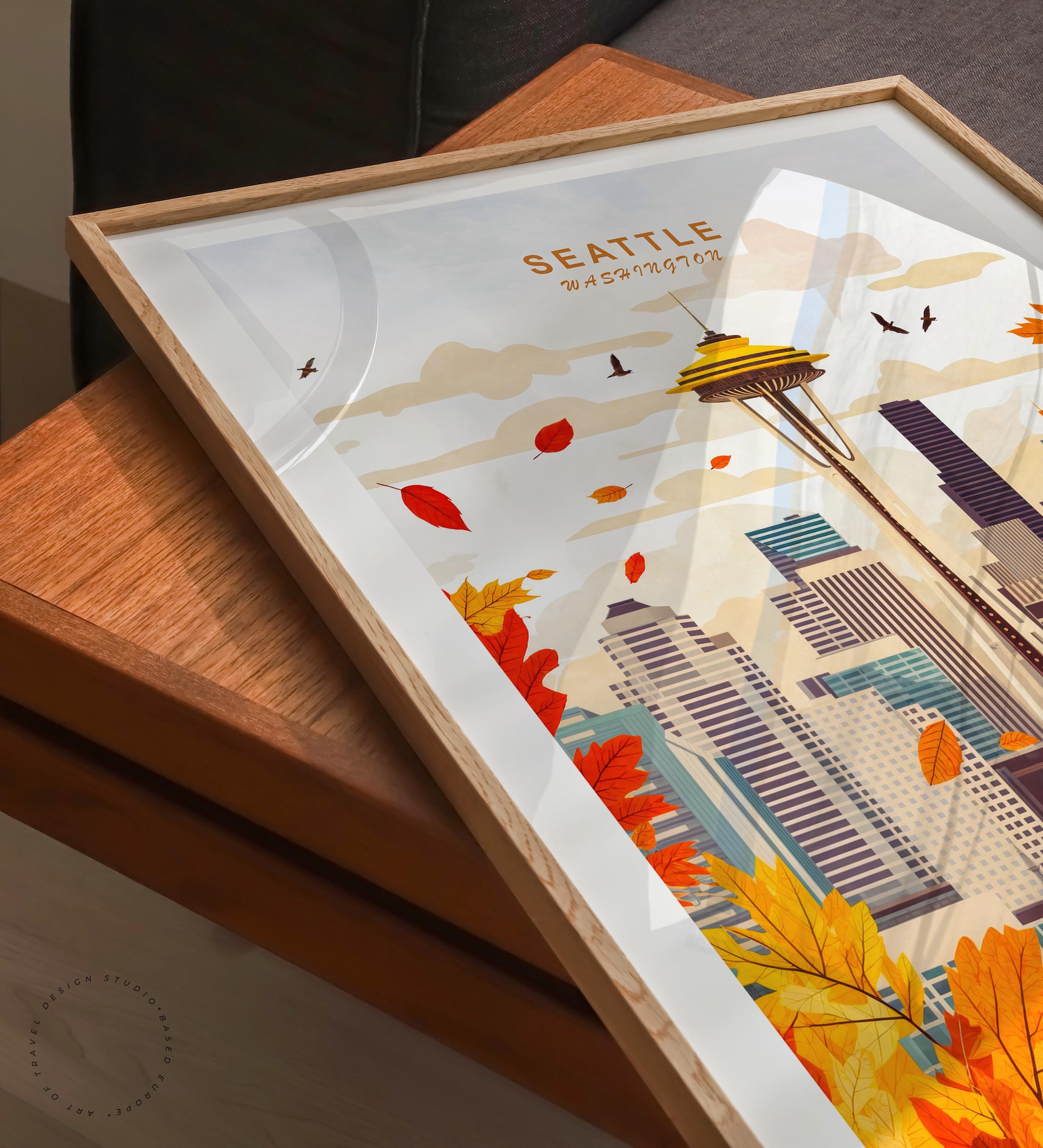 Poster Vintage De Voyage De Seattle Washington, Impression