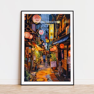 Impressão Nonbei Yokocho, Arte de parede de Tóquio Nonbei Yokocho, Impressão de cidade japonesa, Decoração para casa, Presentes de casamento, Presente personalizado