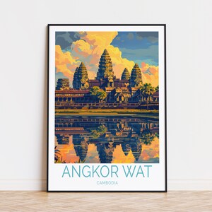 Angkor Wat Travel Poster, Cambodia Angkor Wat Wall Art, Custom Travel Poster, Home Decor, Wedding Present, Birthday Gifts