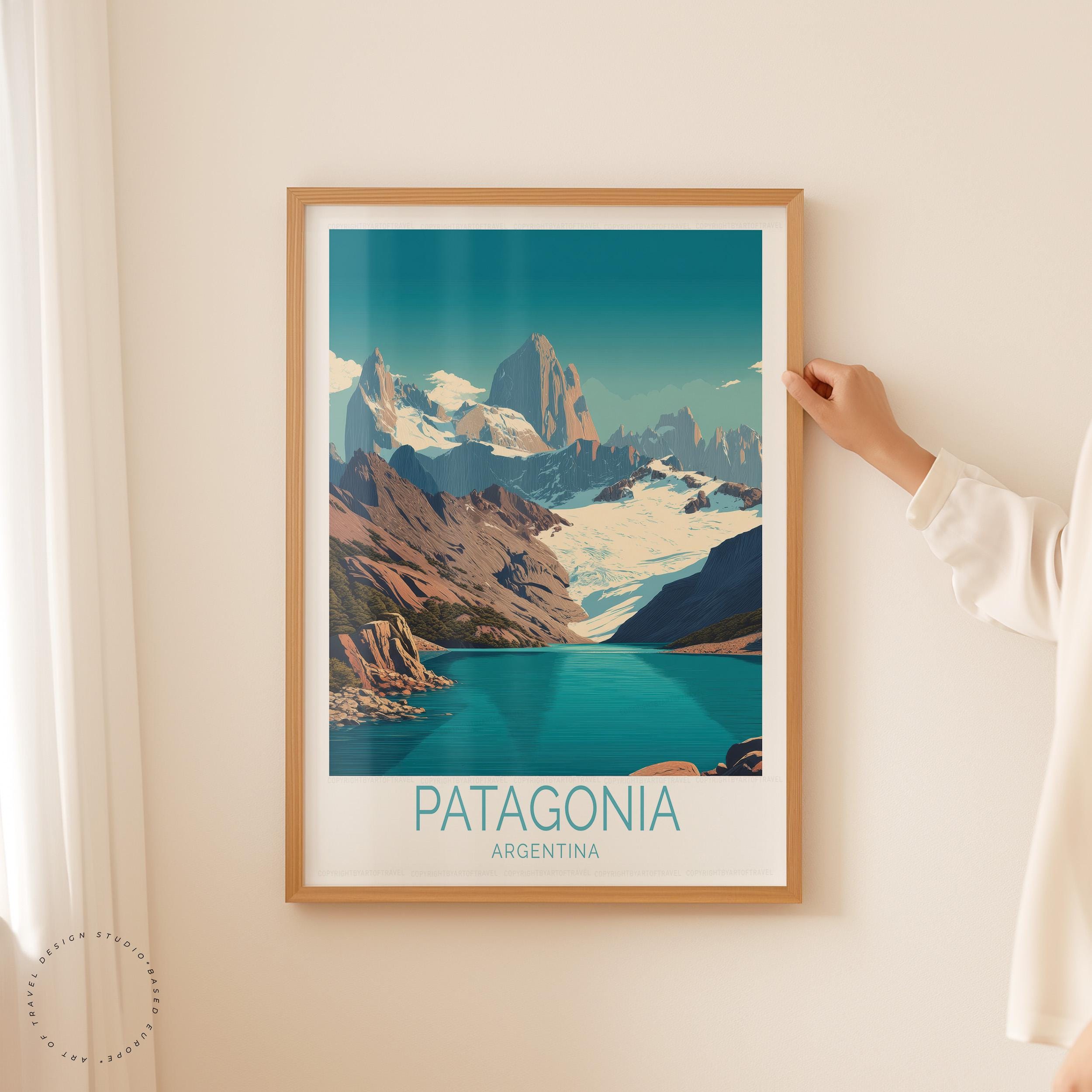 patagonia パタゴニア ポスター 額装品 特大 96cm×66cm パタゴニア旅行ポスター、アルゼンチンのウォールアート、パタゴニア