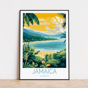 Jamaica City Travel Poster, Jamaica Caribbean Wall Art Poster, Caribbean Wall Decor, Birthday Present, Anniversary Print