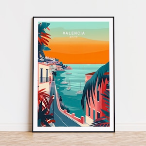 Valencia Spain Travel Poster, Spain Valencia Travel Print, Spain Sunset Poster, Home Decor, Wedding Gifts, Birthday Present