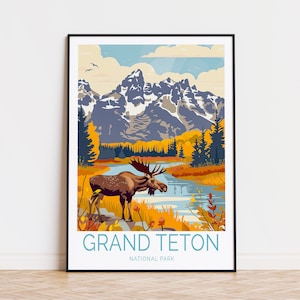 Poster del Grand Teton Wyoming, arte della parete del Parco Nazionale Grand Teton, poster del Parco Nazionale del Wyoming, poster di viaggio del Grand Teton, regali di compleanno
