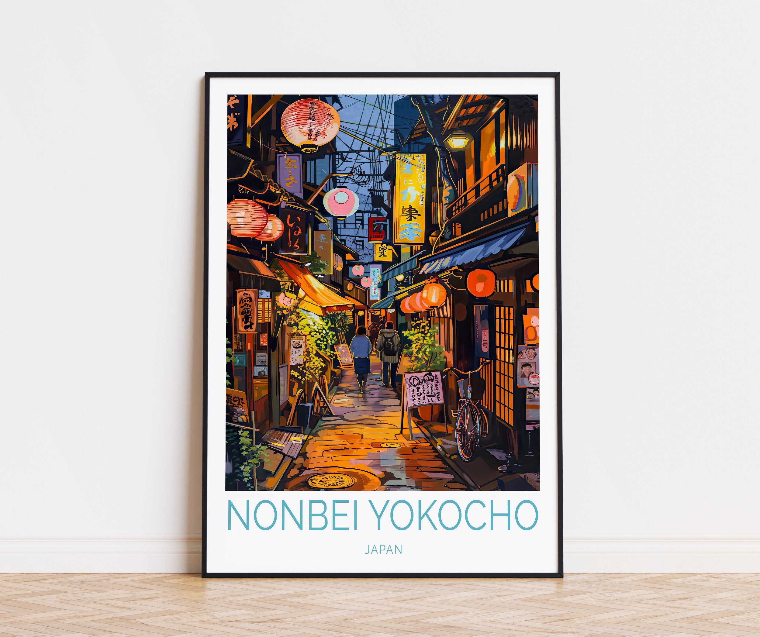 Nonbei Yokocho Tokyo Travel Poster, Tokyo City Wall Art Decor