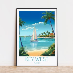 Key West Travel Poster, Florida Wall Art, Key West Florida Print, Custom Travel Poster, Birthday Gifts, Wedding Present