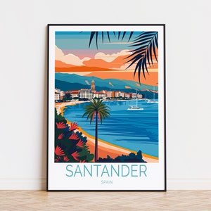 Santander Spanien Reise-Druck, Spanien Wand-Kunst-Plakat, Santander Küste Poster, Santander Spanien-Wand-Dekor, personalisierte Geschenke
