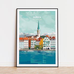 Zürich Travel Poster, Switzerland Wall Art, Zürich Print, Custom Travel Poster, Birthday Present, Wedding Gifts, Home Decor