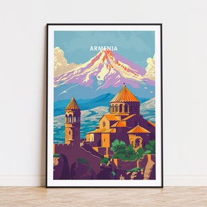 Armenia Travel Poster, Armenia Wall Art, Geghard Monastery Poster, Custom Travel Poster, Home Decor, Birthday Present