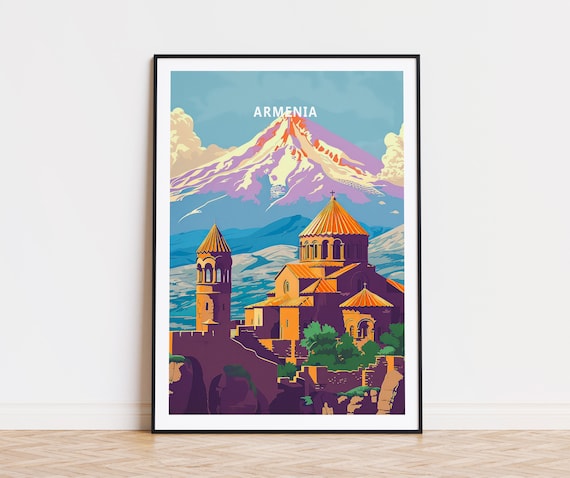 Armenia Travel Poster, Armenia Wall Art, Geghard Monastery Poster