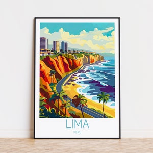 Lima Peru Travel Poster, Peru Wall Art, Lima Coast Print, Travel Home Decor, Birthday Present, Custom Travel Poster