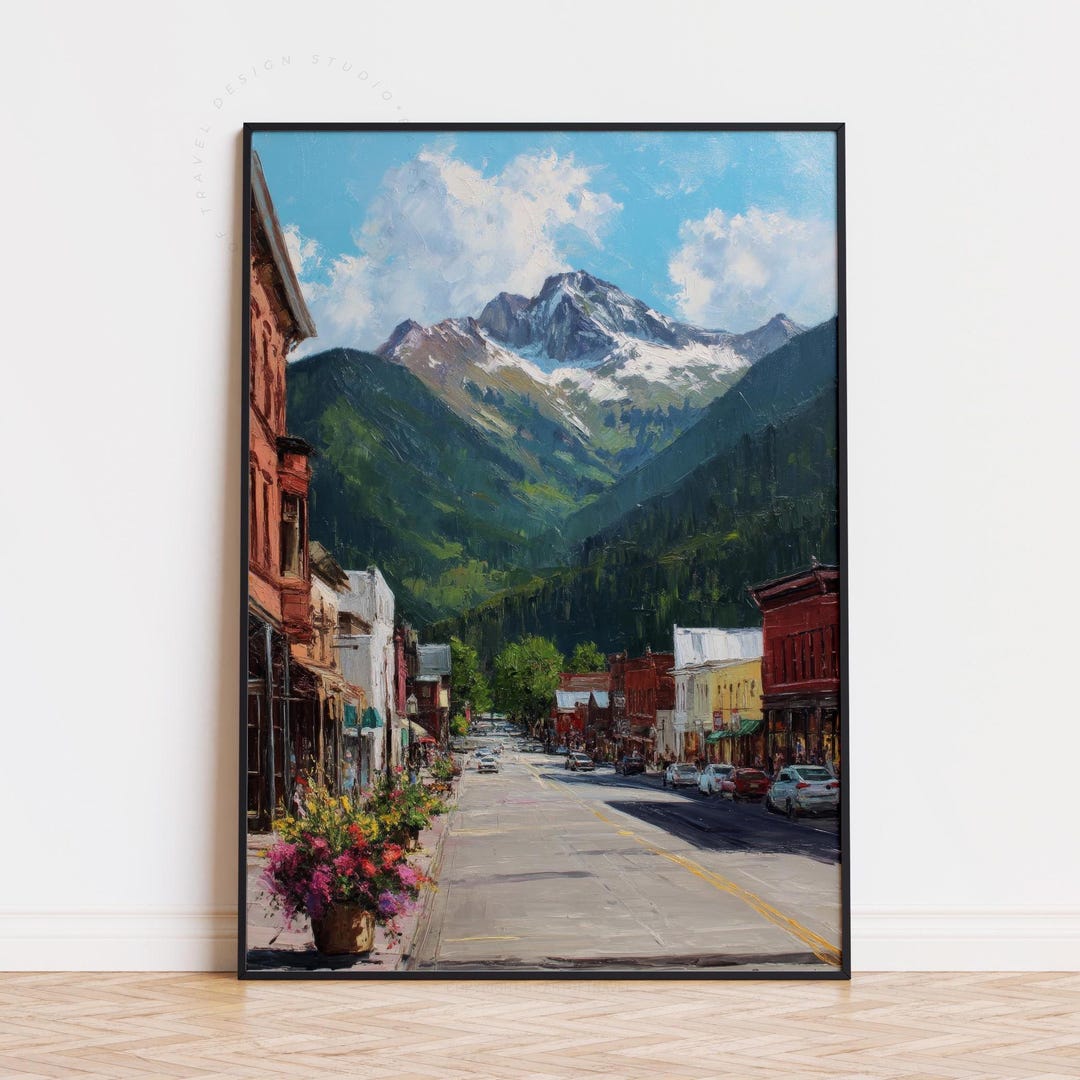 Telluride Colorado Oil Painting Poster | Mountain Town Wall Art Print ...