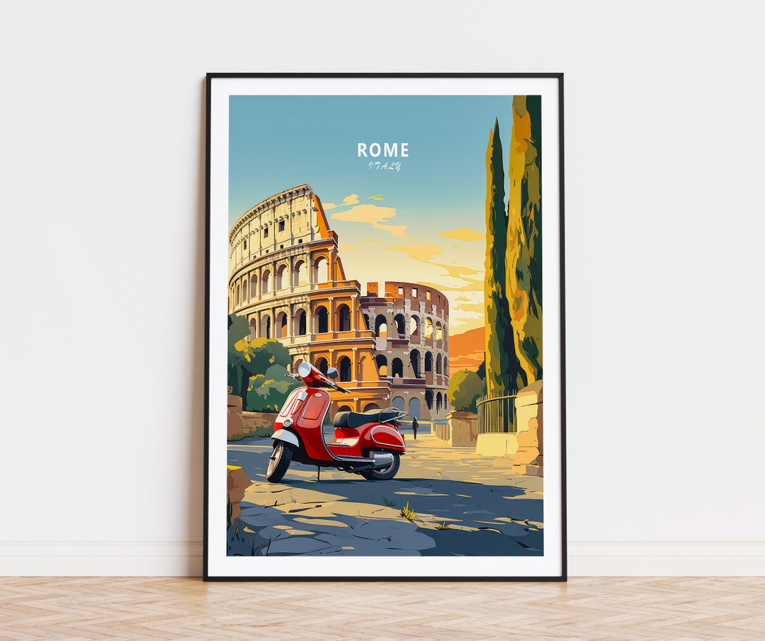 Window View Poster Rome Rome Italy Travel Poster, Italy Wall Art, Rome Colosseum Poster, Custom ...