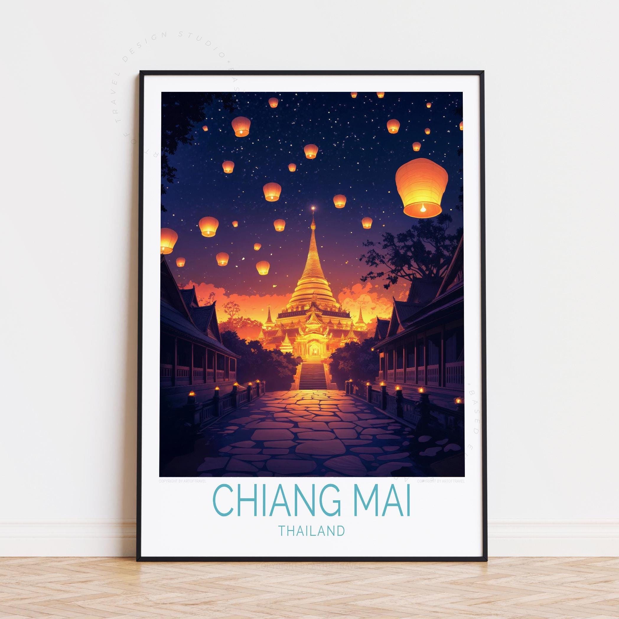 Chiang Mai Travel Poster, Thailand Wall Art, Chiang Mai Print