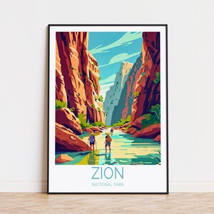 Zion National Park Travel Poster, Utah National Park Print, National Park Wall Art, Zion Utah Print, Wedding Present, Birthday Gifts