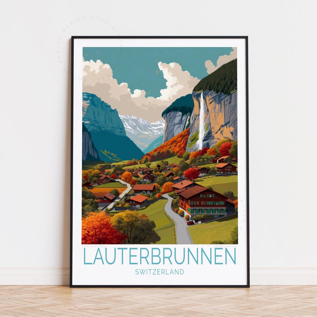 Lauterbrunnen Switzerland Travel Poster, Switzerland Wall Art