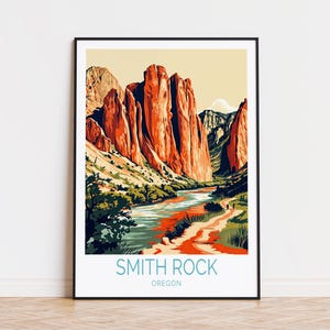 Smith Rock Oregon Travel Poster, Oregon Wall Art, Oregon Smith Rock Print, Birthday Gifts, Home Decor, Wedding Present