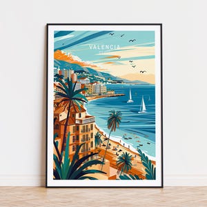 Valencia Spain Travel Poster, Valencia Print, Spain Wall Art, Coast Poster, Personalised Travel Poster, Wedding Gifts