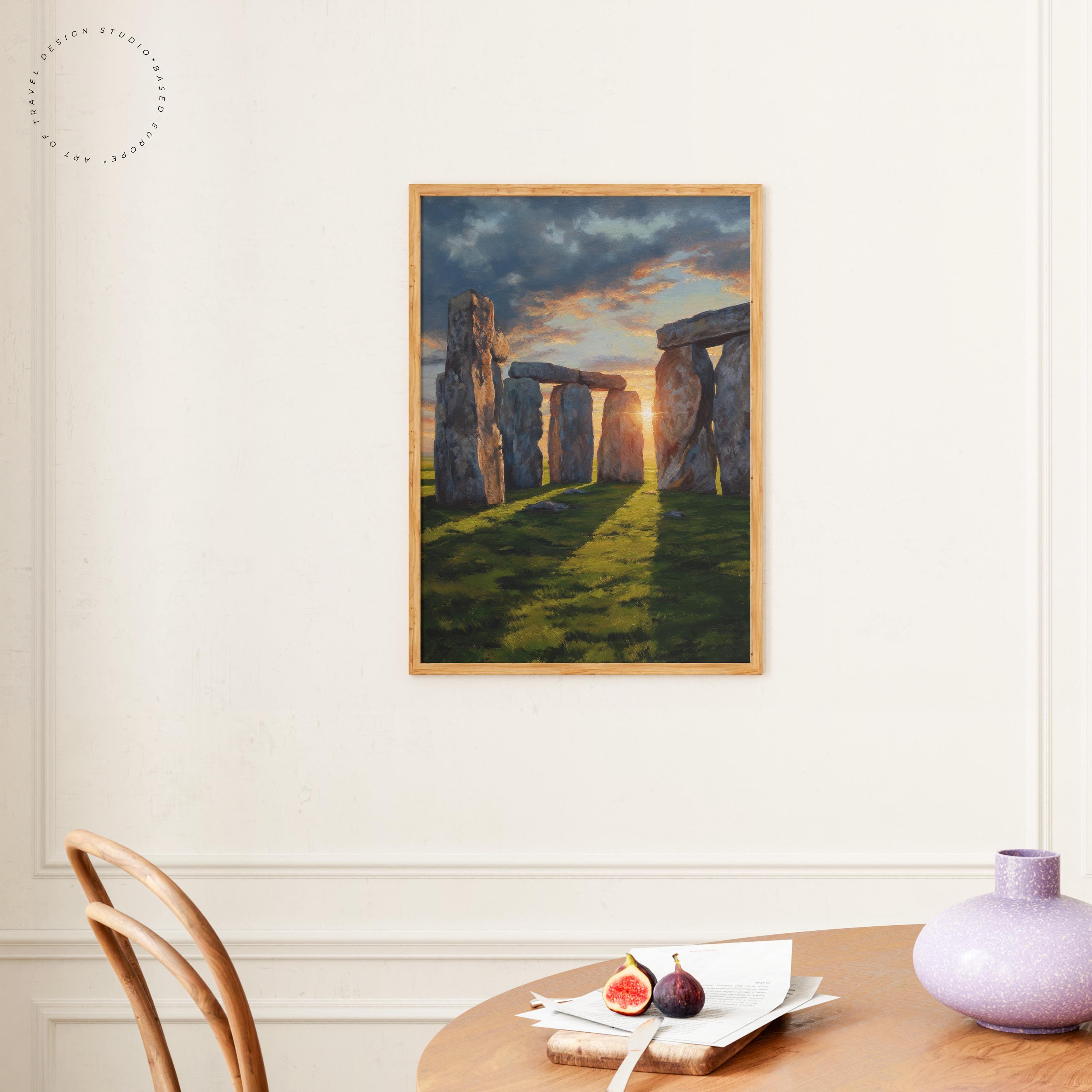 Stonehenge England Oil Painting Poster | Sunset Landscape Wall Art ...
