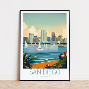 San Diego California Travel Print, California Wall Art, San Diego Custom Travel Poster, Birthday Gift, Personalised Gifts