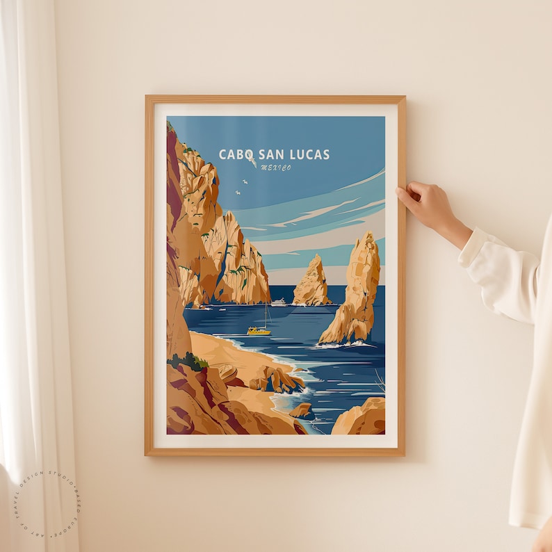 Cabo San Lucas Travel Poster, Mexico Wall Art, Cabo San Lucas Mexico