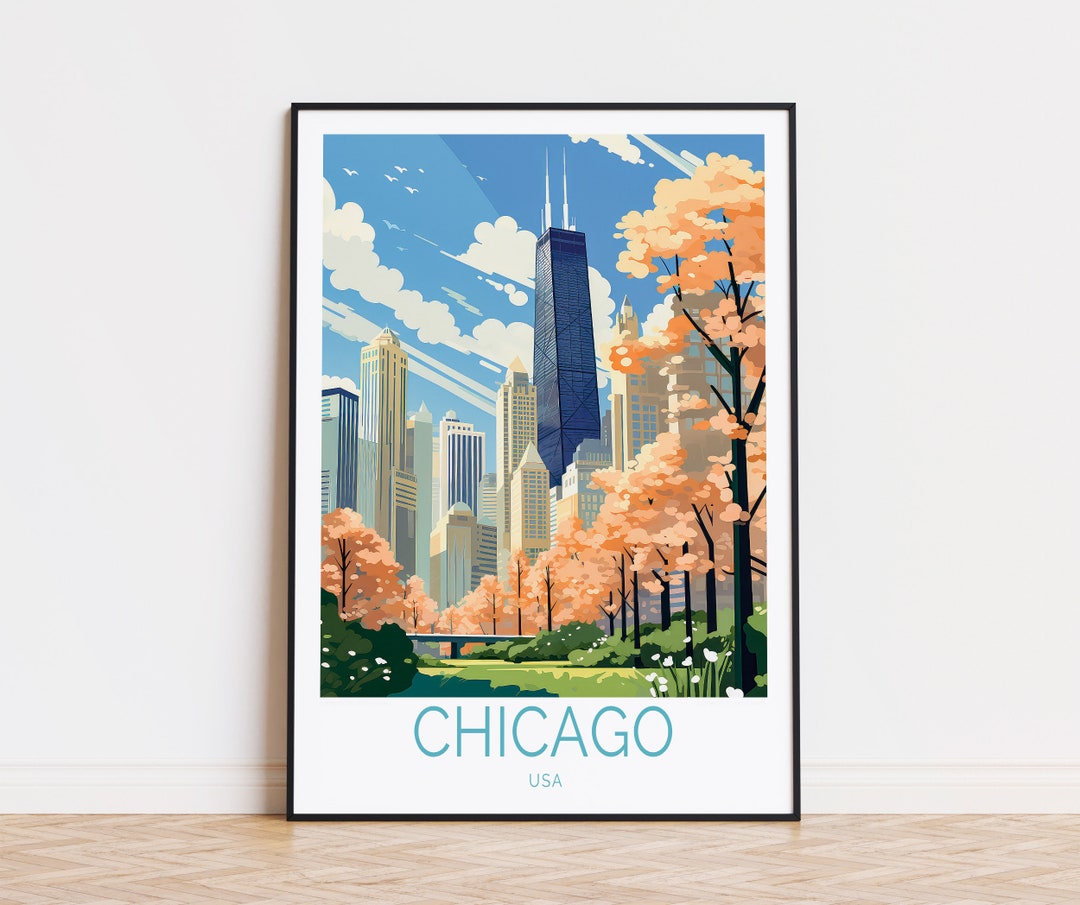 Chicago Travel Poster, Chicago Illinois Print, Chicago Wall Art, USA ...