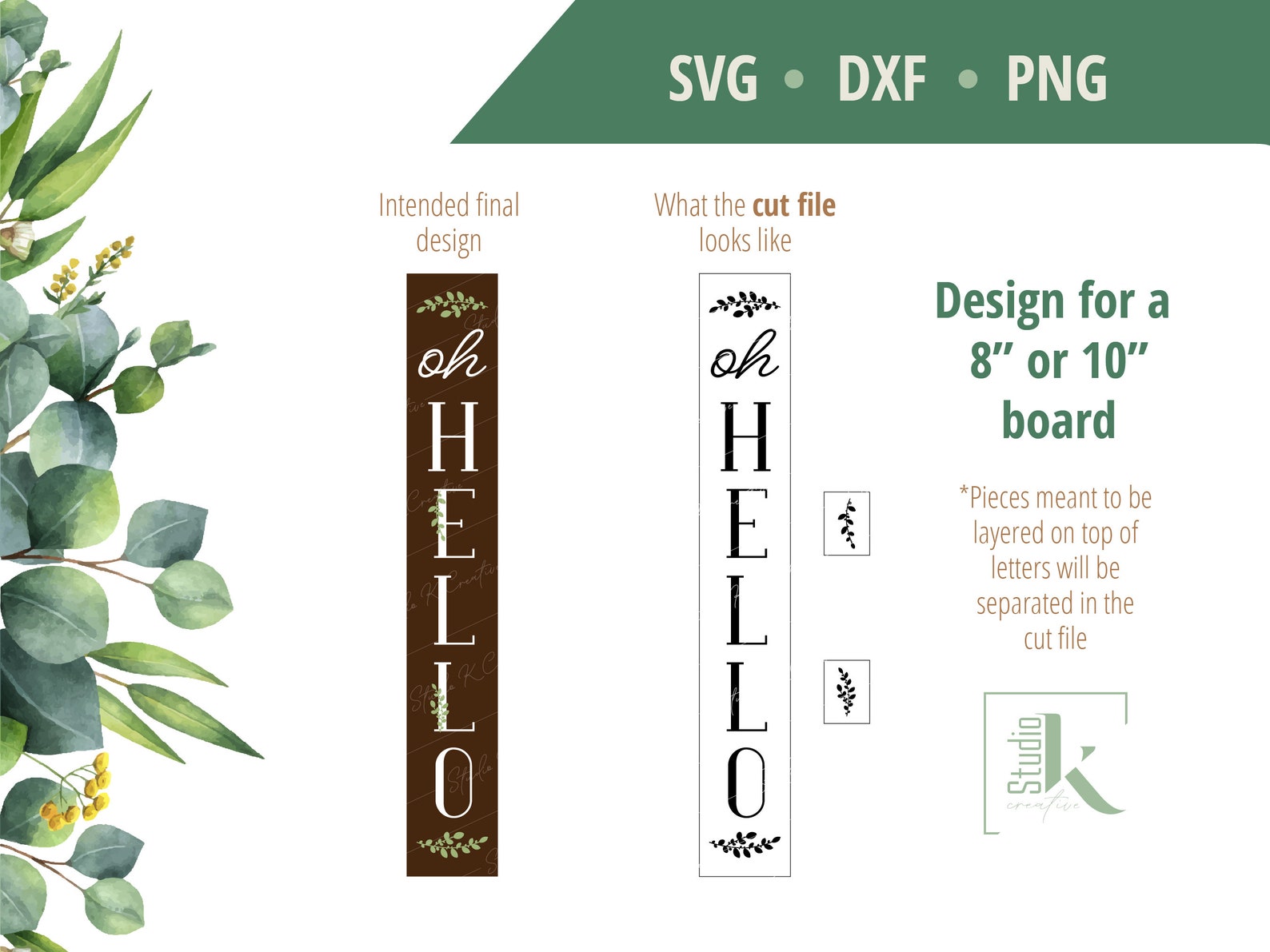 Oh Hello Porch Sign SVG DXF PNG 8 or 10 Width | Etsy