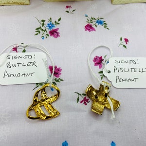 Butler or Piscitelli Signed Gold Necklace Designer Pendant image 3