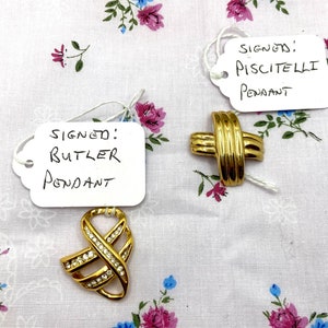 Butler or Piscitelli Signed Gold Necklace Designer Pendant image 1