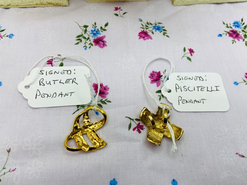 Butler or Piscitelli Signed Gold Necklace Designer Pendant image 3