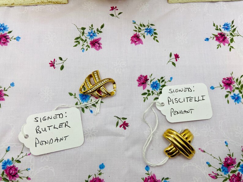Butler or Piscitelli Signed Gold Necklace Designer Pendant image 6