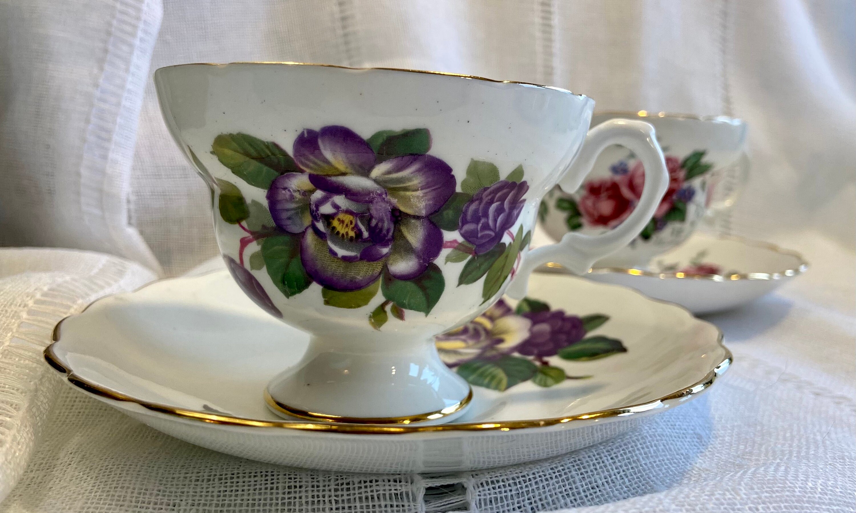 Pretty Pair Footed English Teacup Sets Etsy