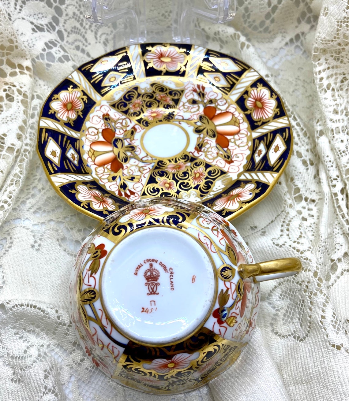 Antique Royal Crown Derby Imari 2451 Teacup and Saucer Set Etsy