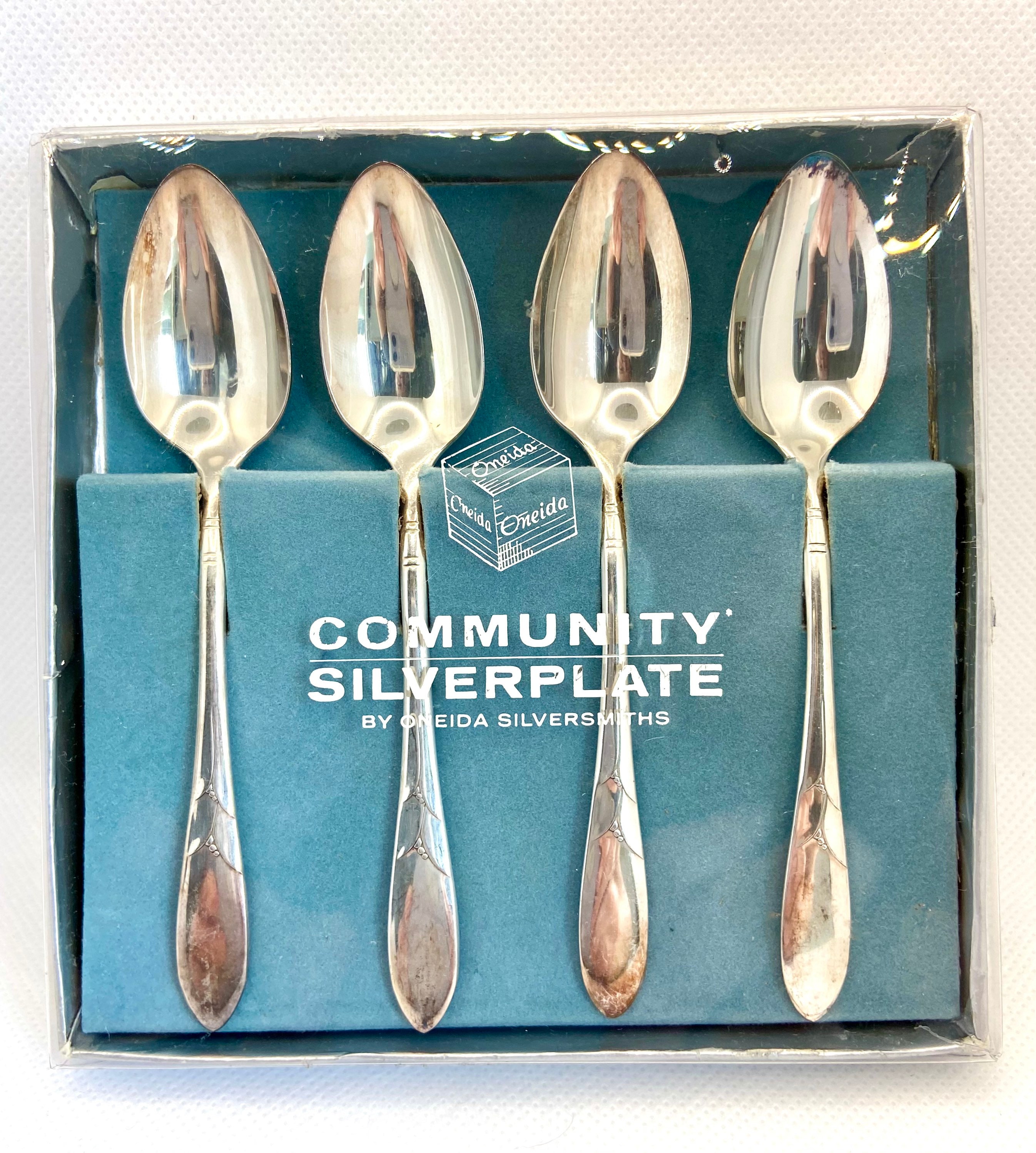 Oneida Silver Plate Spoons New in Box Vintage Etsy