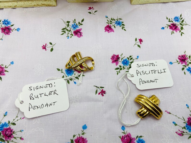 Butler or Piscitelli Signed Gold Necklace Designer Pendant image 8