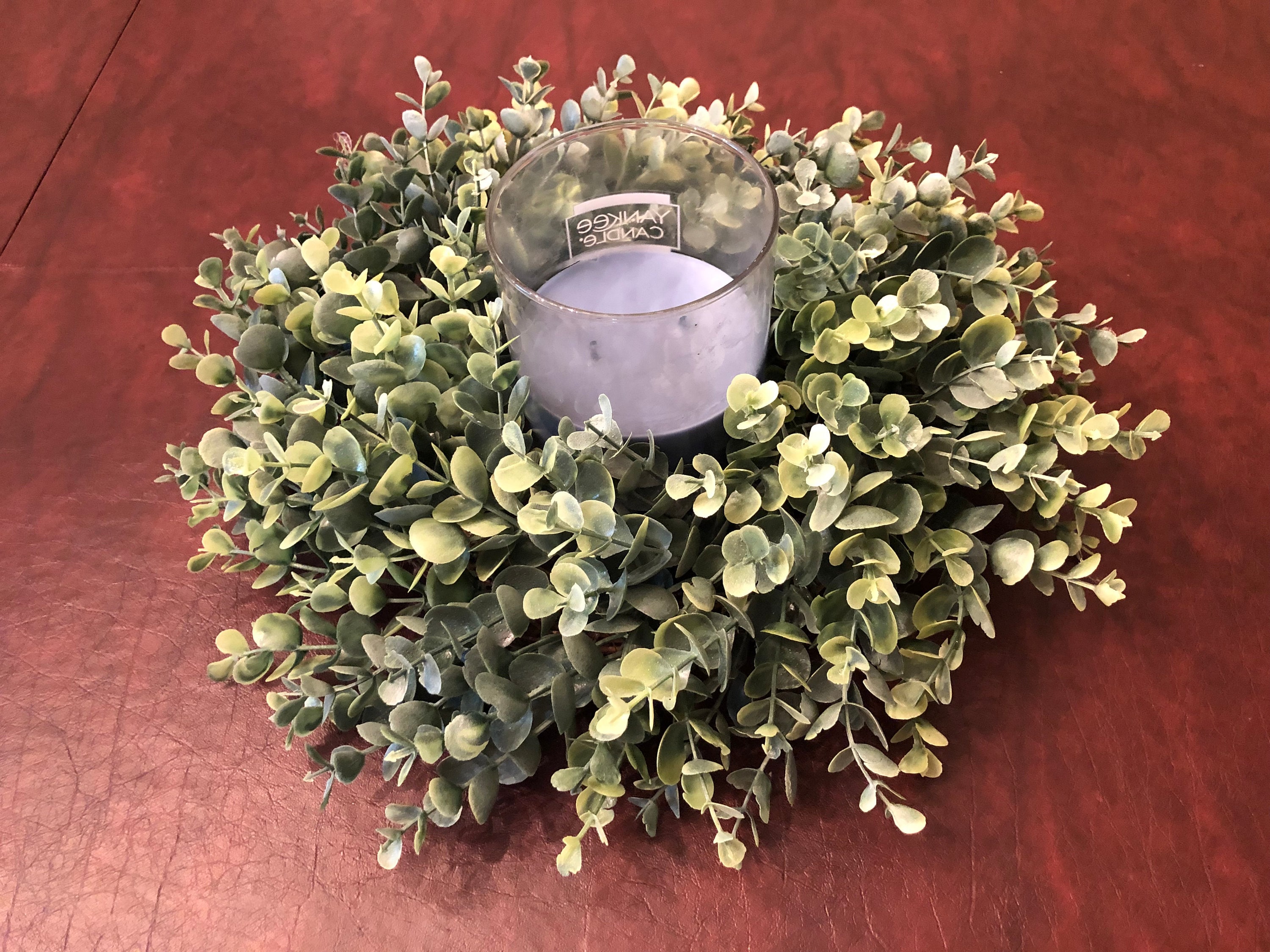 Small Candle Ring Frosted Eucalyptus Candle Ring Eucalyptus Etsy UK