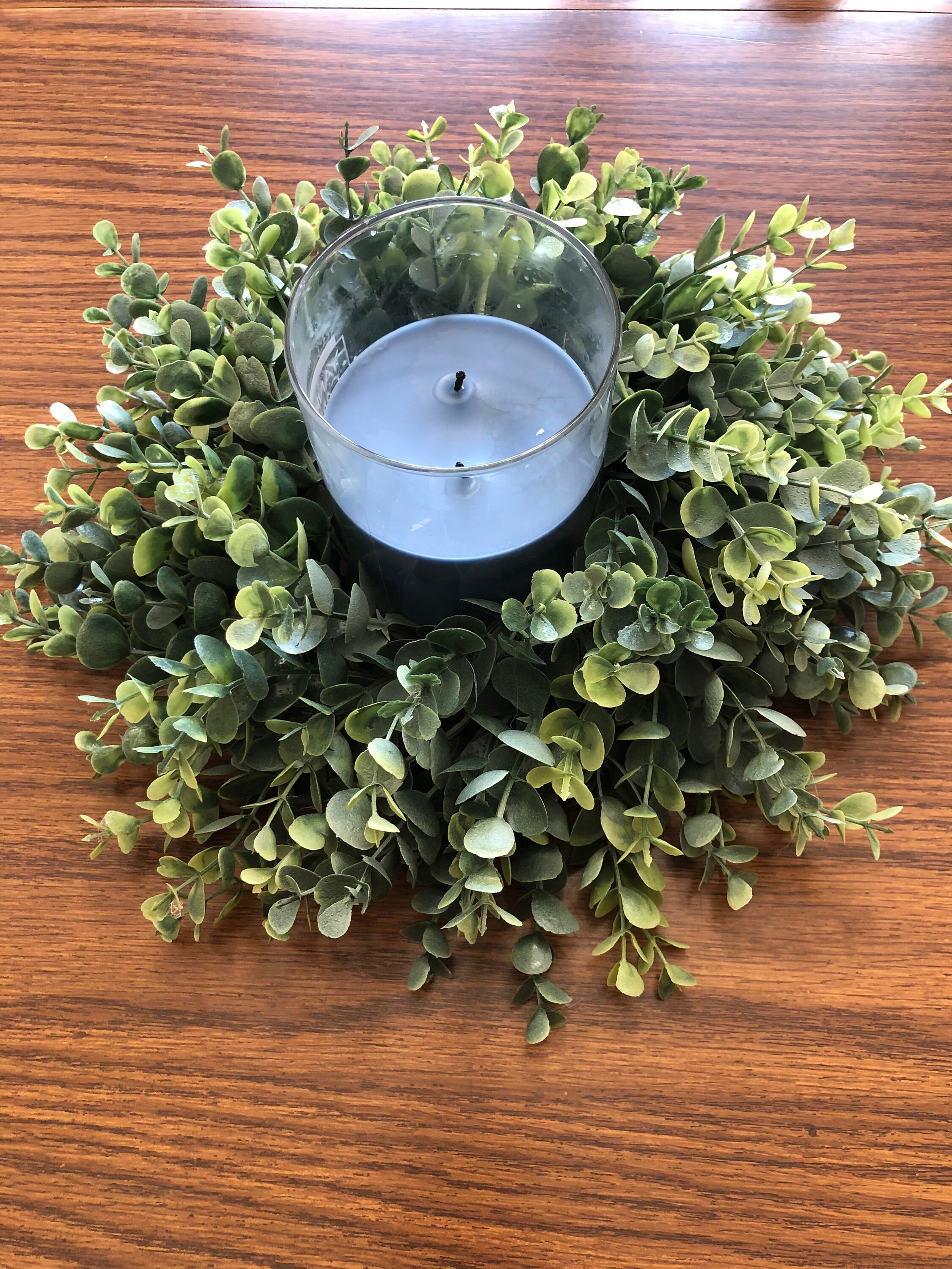 Small Candle Ring Frosted Eucalyptus Candle Ring Eucalyptus Etsy UK