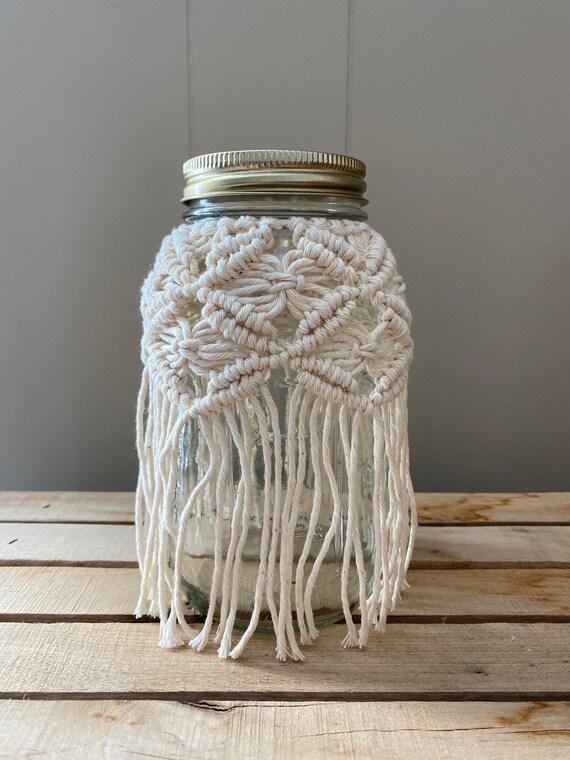 Macrame Jar Cover 32 oz Etsy