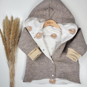 Wollwalkjacke/ Mantel aus 100% Schurwolle. Mantel in Beige. Kinder Babys. Naturprodukt
