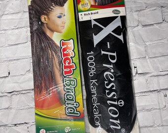 X-pression Haarverlängerung – 82 Zoll (ca. 208 Cm), Jet Black, Synthetisches Kanekalon, Mit Warmem Wasser Stylbar