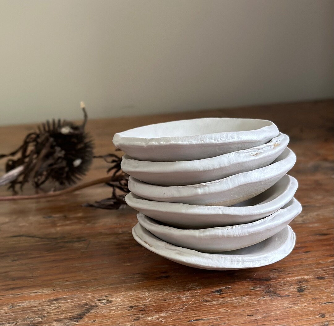 Matte White Small Pottery Dishhandmadetrinket Bowlspice Etsy