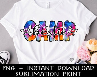 Camp Bestie PNG File, Tie Dye PNG, Summer Camp PnG Sublimation Digital Design, PNG for Sublimation, Instant Download, PnG Waterslide