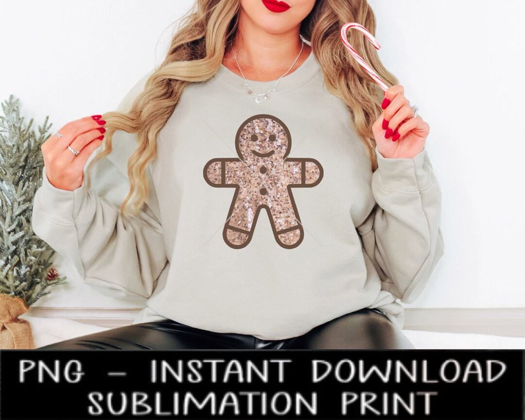 Sequin Gingerbread PNG File, Faux Sequined Gingerbread Sublimation ...