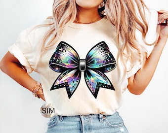 Cheer Bow PNG, Faux Glitter Cheer Bow, Iridescent Cheerleader Glitter Bow PNG, Cheerleader Bow PnG, Sublimation PnG Instant Download UVDTF