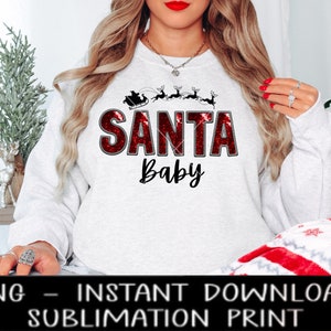 Christmas Santa PNG File, Faux Embroidery Sequin Letters, Sublimation Design, Christmas UV DtF Digital Design, Sublimation Instant Download