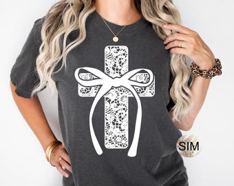 Lace Png, White Lace Cross With Coquette Bow PNG, Transparent Lace Cross Bow PNG, Coquette Bow PnG, Sublimation Digital PnG Download UV DtF