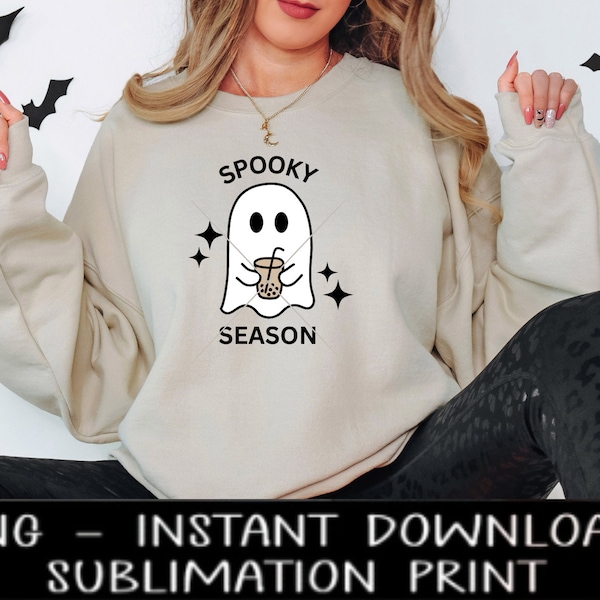 Spooky Season Iced Coffee PNG File, Little Ghost Iced Coffee Sublimation Digital Design, PNG for Sublimation Iron On, Instant Download