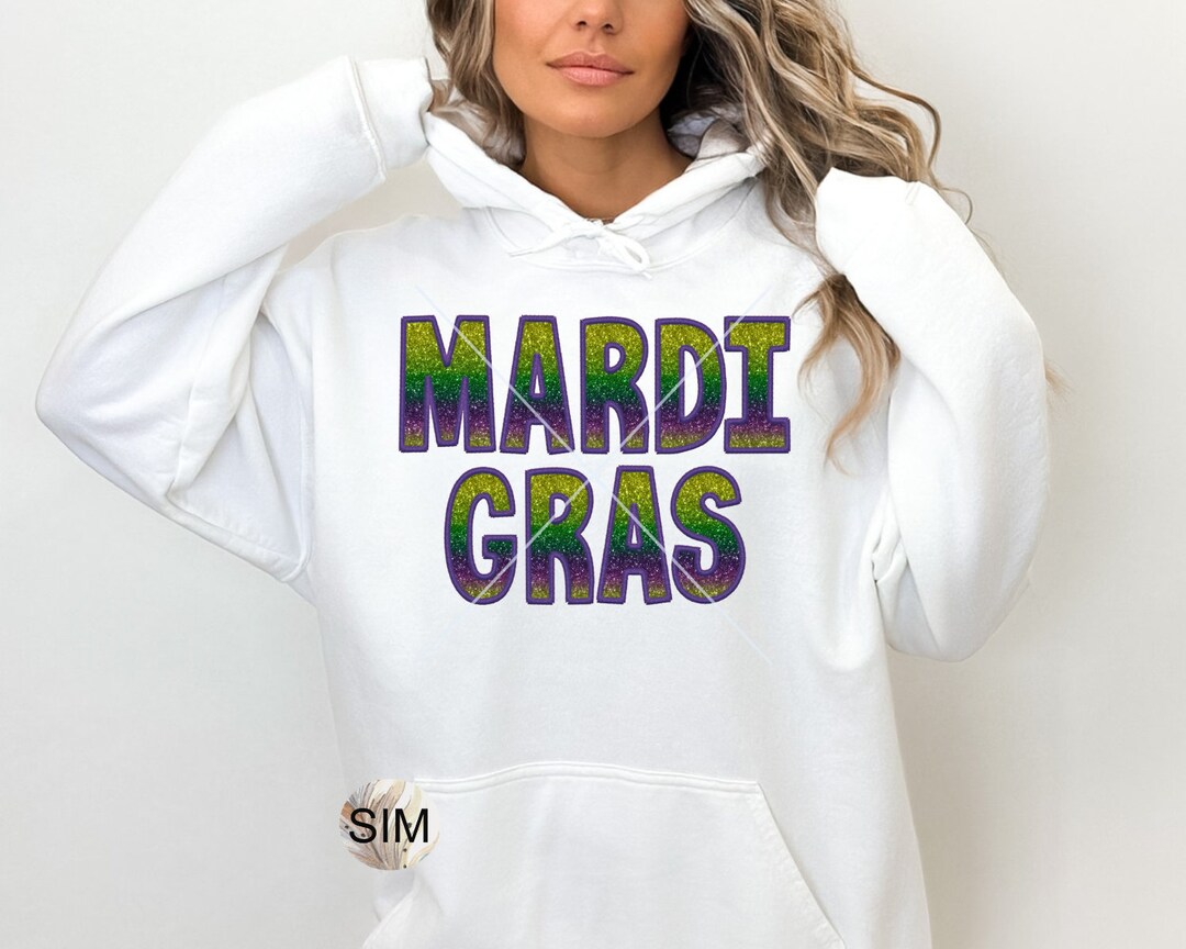 Mardi Gras Ombre PNG File, Mardi Gras Faux Embroidery Glitter Letters ...