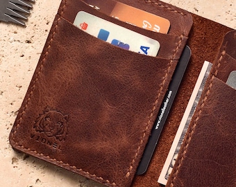 Personalized Leather Bifold Wallet: Handmade Custom Engraved Gift