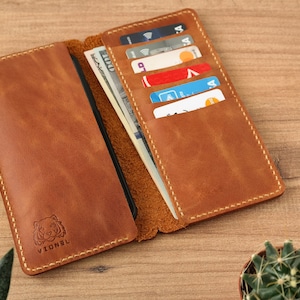 Cartera de cuero para iPhone / Funda de teléfono personalizada hecha a mano / iPhone 13, 12, 11 / Pro, Pro Max, Mini / Galaxy S21