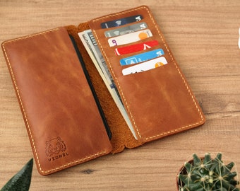 Leather iPhone Wallet / Handmade Personalized Phone Case / iPhone 13, 12, 11 / Pro, Pro Max, Mini / Galaxy S21